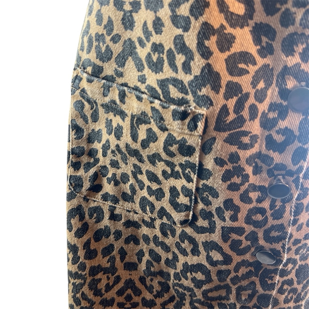 Vestique Womens Denim Button Front Dress Sz S in Leopard Print Overall Pinafore - Picture 5 of 9